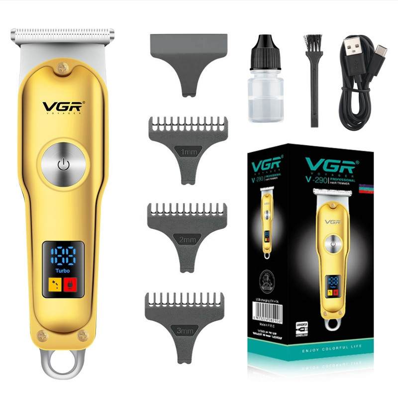 ماشین اصلاح موی سر و صورت وی جی ار مدل V-290 با تیغه استیل ضد زنگ، نمایشگر دیجیتال، قابلیت دو سرعته، منبع تغذیه برق و شارژ، سه شانه اصلاح 1 تا 3 میلی‌متر، مدت زمان استفاده 120 دقیقه و شارژ 90 دقیقه - تصویر 6